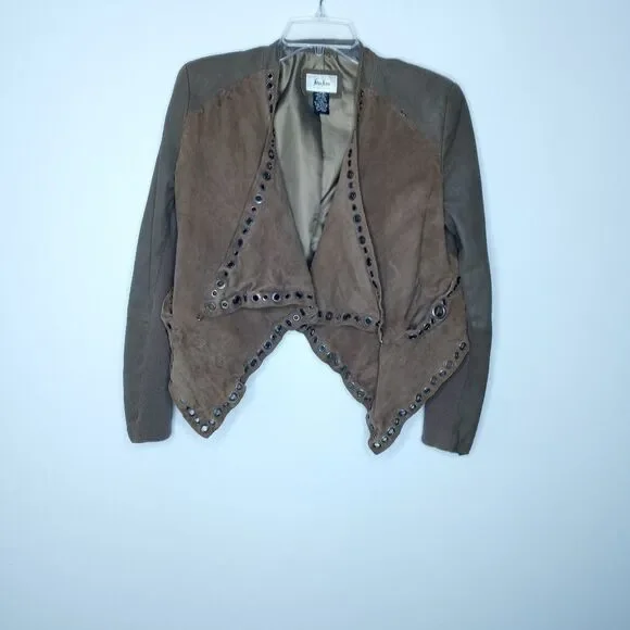 Neiman Marcus Grommet Detail Draped leather Jacket - Picture 4 of 8